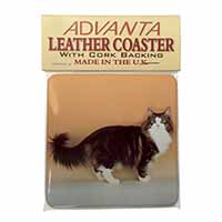 Norwegian Forest Cat Single Leather Photo Coaster
