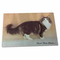 Large Glass Cutting Chopping Board Norwegian Forest Cat 