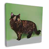 Tortoiseshell Maine Coon Cat Square Canvas 12"x12" Wall Art Picture Print