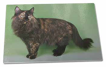 Large Glass Cutting Chopping Board Tortoiseshell Maine Coon Cat