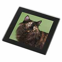Tortoiseshell Maine Coon Cat Black Rim High Quality Glass Coaster - Advanta Grou