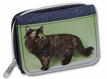 Tortoiseshell Maine Coon Cat Unisex Denim Purse Wallet