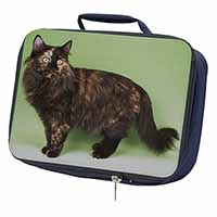 Tortoiseshell Maine Coon Cat Navy Insulated School Lunch Box/Picnic Bag