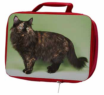 Tortoiseshell Maine Coon Cat Insulated Red School Lunch Box/Picnic Bag