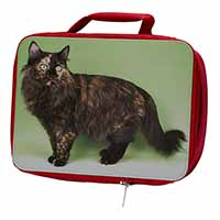Tortoiseshell Maine Coon Cat Insulated Red School Lunch Box/Picnic Bag - Advanta