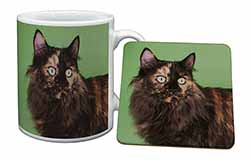 Tortoiseshell Maine Coon Cat Mug and Coaster Set - Advanta Group®