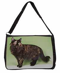 Tortoiseshell Maine Coon Cat Large Black Laptop Shoulder Bag School/College