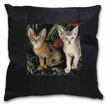 Abyssinian Cats by Poppies Black Satin Feel Scatter Cushion