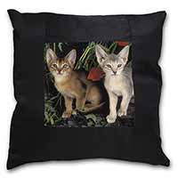 Abyssinian Cats by Poppies Black Satin Feel Scatter Cushion