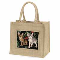Abyssinian Cats by Poppies Natural/Beige Jute Large Shopping Bag