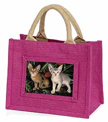 Abyssinian Cats by Poppies Little Girls Small Pink Jute Shopping Bag