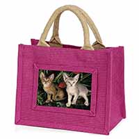 Abyssinian Cats by Poppies Little Girls Small Pink Jute Shopping Bag