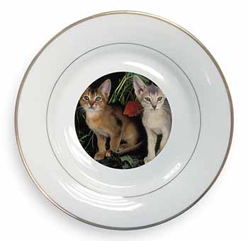 Abyssinian Cats by Poppies Gold Rim Plate Printed Full Colour in Gift Box