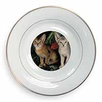 Abyssinian Cats by Poppies Gold Rim Plate Printed Full Colour in Gift Box