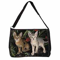 Abyssinian Cats by Poppies Large Black Laptop Shoulder Bag School/College