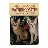 Abyssinian Cats by Poppies Single Leather Photo Coaster