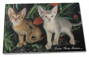 Large Glass Cutting Chopping Board Abyssinian Cats 