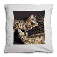 A Gorgeous Bengal Kitten Soft White Velvet Feel Scatter Cushion