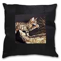 A Gorgeous Bengal Kitten Black Satin Feel Scatter Cushion