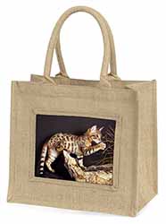 A Gorgeous Bengal Kitten Natural/Beige Jute Large Shopping Bag