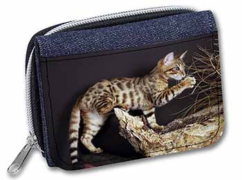 A Gorgeous Bengal Kitten Unisex Denim Purse Wallet
