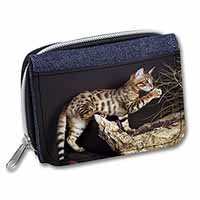 A Gorgeous Bengal Kitten Unisex Denim Purse Wallet