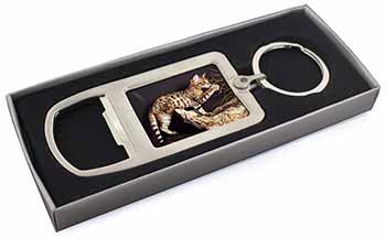 A Gorgeous Bengal Kitten Chrome Metal Bottle Opener Keyring in Box