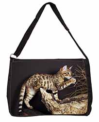 A Gorgeous Bengal Kitten Large Black Laptop Shoulder Bag School/College