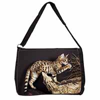 A Gorgeous Bengal Kitten Large Black Laptop Shoulder Bag School/College