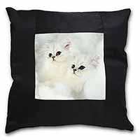 White Chinchilla Kittens Black Satin Feel Scatter Cushion