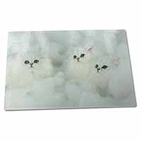 Large Glass Cutting Chopping Board White Chinchilla Kittens