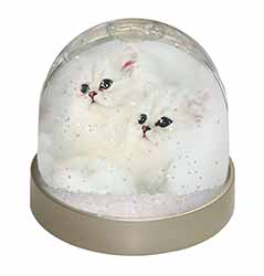 White Chinchilla Kittens Snow Globe Photo Waterball