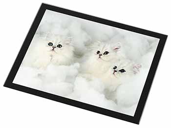 White Chinchilla Kittens Black Rim High Quality Glass Placemat