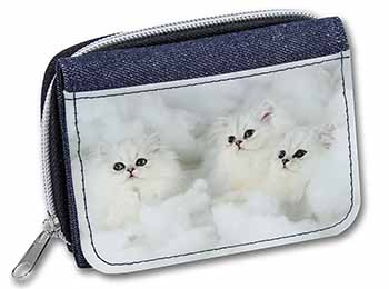 White Chinchilla Kittens Unisex Denim Purse Wallet