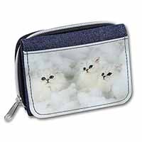 White Chinchilla Kittens Unisex Denim Purse Wallet