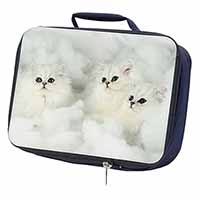 White Chinchilla Kittens Navy Insulated School Lunch Box/Picnic Bag