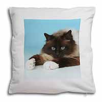 Beautiful Birman Cat Soft White Velvet Feel Scatter Cushion