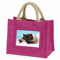 Beautiful Birman Cat Little Girls Small Pink Jute Shopping Bag