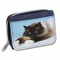 Beautiful Birman Cat Unisex Denim Purse Wallet