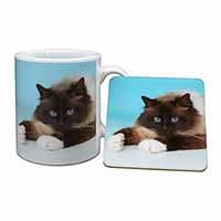 Beautiful Birman Cat Mug and Coaster Set