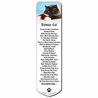 Birman Point Cat with Red Rose Bookmark, Book mark, Printed full colour