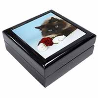 Birman Point Cat with Red Rose Keepsake/Jewellery Box