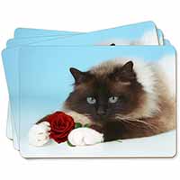 Birman Point Cat with Red Rose Picture Placemats in Gift Box
