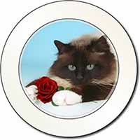 Birman Point Cat with Red Rose Car or Van Permit Holder/Tax Disc Holder
