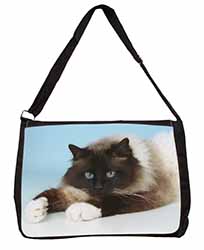 Beautiful Birman Cat Large Black Laptop Shoulder Bag School/College