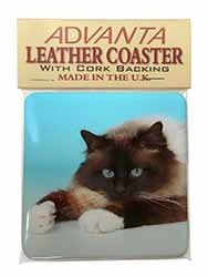 Beautiful Birman Cat Single Leather Photo Coaster