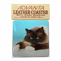 Beautiful Birman Cat Single Leather Photo Coaster