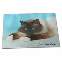 Large Glass Cutting Chopping Board Beautiful Birman Cat 