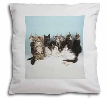Cute Norwegian Forest Kittens Soft White Velvet Feel Scatter Cushion