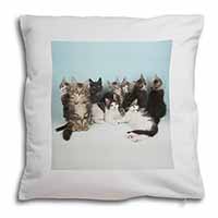 Cute Norwegian Forest Kittens Soft White Velvet Feel Scatter Cushion